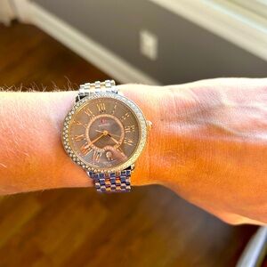 Michele Two tone diamond dial watch